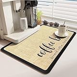 Goujfol Abtropfmatte Geschirr, Unterlage für Kaffeemaschine, Küche rutschfest Geschirrabtropfmatte Untersetzer, Saugstarke Trockenmatte für Spüle, Schnelltrocknend, 30 X 40cm Khaki
