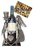 BRUBAKER Weinflaschenhalter Hochzeitspaar Brautpaar Deko-Objekt Metall mit Grußkarte für Hochzeitsgeschenk