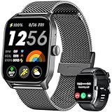 Smartwatch Damen Uhr Armbanduhr Fitnessuhr: Schwarz Smart Watch Damenuhr 1.83' Touchscreen mit Schrittzähler Blutdruck Wasserdicht Telefonfunktion Sportuhr Laufuhr Frauen Uhren Kompatibel Android iOS