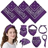Evadollina Purple Bandana, 3 Stück Halstuch Damen Kopftuch, Bandana Tuch für Damen & Herren, Scarf für Fahrrad & Alltag (21 x 21 Zoll)