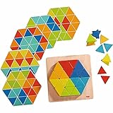 HABA 301703 - Legespiel Zauberdreiecke , Mit 36 Dreicken und 6 doppelseitig bedruckten Vorlagenblättern , Fördert Kreativität und Feinmotorik
