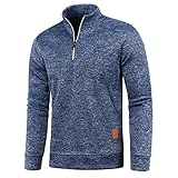 Pullover Herren Rollkragenpullover Mit Reißverschluss, Einfarbig Loose Fit Stehkragen Mode Klassisch Winterpullover Pulli Langarmshirt Halbe Strickpullover Herren Zu Dicken Socken Und Stiefeln