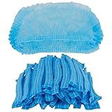 B-well Feather 100 Stück Einweg Nicht Gewebt Bouffant Kappen Einweg Haarhaube Haarnetz 53,3 cm mit elastischem Stretch-Band (Blau)