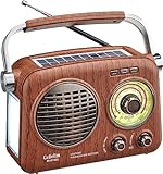 G Keni Tragbares Radio Retro, AM FM Shortable Radios mit bestem Empfang, kleines Vintage-Radios mit Bluetooth-Lautsprecher, wiederaufladbar/Solar/Batterie