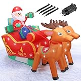 Aufblasbarer Weihnachtsmann mit Schlitten XXL,GuKKK Aufblasbare Weihnachts Dekoration für Draußen, Rentiere Santa Claus Deko LED Beleuchtet, IP44 Aufblasbare Hofdekoration, inkl (Santa)
