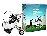 LL-Golf® Stiftehalter Miniatur Golfbag mit Trolley und 3 Golfschläger Stiften / Golfgeschenk Golfer Schreibtisch Büro Geschenk Geschenkidee