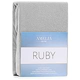 AmeliaHome Spannbettlaken 180x200-200x200 cm Frottee Baumwolle Spannbetttuch, grau