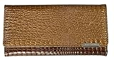 Bag & Belt Damen-Bügelbörse-RFID-Kroko-Design Bordeaux (Camel)