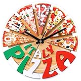 MAGICLULU Moderne Pizza Wanduhr Für Wohnzimmer Und Schlafzimmer Batteriebetrieben Einzigartiges Design Für Westliche Restaurantdekoration Lustiges Pizza