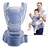 Babytrage für Neugeborene ab Geburt bis 25 kg, 100% Baumwolle, 15-Positionen Babybauchtrage Rückentrage, Raven. Babytrage ab geburt, tragetasche baby, babytrage neugeborene ab geburt.