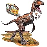 Madd Capp 884016 Shape Puzzle Junior, Konturpuzzle Velociraptor, 100 Teile, für Erwachsene und Kinder