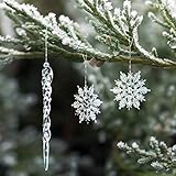 Naler 30-teilig Schneeflocken Eiszapfen Weihnachtsdeko Christbaumschmuck aus Acryl für Weihnachten Winter Dekoration