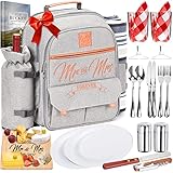 DELUXY Herr und Frau isoliert Picknick-Rucksack für 2-Hochzeitsgeschenke für Paar 2022 niedlich Bridal Shower Geschenke für Braut Paare Geschenke, Verlobungsgeschenke für Paare neu verlobt einzigartig