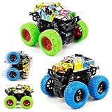Shayson Monster Truck Auto Spielzeug, Monstertrucks 1 2 3 4 5 6+ Jahre Kinderspielzeug Spielzeugautos Geschenk, Aufziehauto LKW Reibungsbetriebene Rennwagen Zurückziehen, 360 Grad Rotierende, 2 Stück