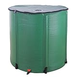 Faltbare Regentonne, 200 Gallonen Tragbares Regenwassersammelsystem, Regenfangtonne, Wasserspeichertank mit Zapfen und Überlaufset, Regenwassertonnensammler für Garten, Grün