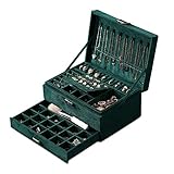 esportic Schmuckkästchen Damen, 3 Schicht Schmuck Aufbewahrung Koffer mit 8 Halskette Kleiderbügel und herausnehmbaren Trennwand, Abschließbarer Schmuckschatulle für Ohrringe Armbänder Ringe Uhren