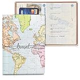 kwmobile Reisepass Kunststoff Schutzhülle - Ausweis Hülle Impfpass Schutz - Cover Reisepasshülle Ausweishülle - 3D Travel Schriftzug