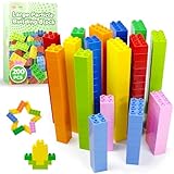 Mirthben 200 Stück Große Bausteine Set, 2 Formen und 8 Farben Bauklötze, Kompatibel mit Duplo Steine und Allen führenden Marke, Bunte Bauspielzeug für Kinder ab 3 Jahren