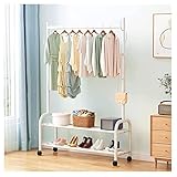 BXGGXBYSW Kleiderständer, freistehender Kleiderständer mit Staufach für Schuhe, Boxen, Kleiderständer für Flur, Schlafzimmer, Einzelhandelsgeschäft/Weiß/150 cm (weiß 100 cm)