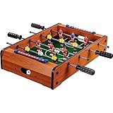 GAMES PLANET Mini-Tisch-Kicker Tischfussball „Dundee“, helles Holzdekor, Maße: 51x31x8 cm, Gewicht: 2,6 kg, 4 Spielstangen, inkl. 2 Bälle
