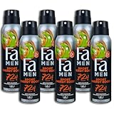 Fa Men Deospray Sport Energy Boost (6x 150 ml), Anti-Transpirant mit bis zu 72 h Schutz vor Schweiß & Körpergeruch, Deo mit dem aktivierenden Duft von Ingwer & Zitrone (6)