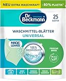 Dr. Beckmann MAGIC LEAVES Waschmittel-Blätter UNIVERSAL | vordosierte & wasserlösliche Waschblätter | platzsparend und leicht anzuwenden | 25 Blätter