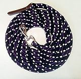 Pferdeseile_DE Bodenleine/Arbeitsseil schwarz-BlackBerry-Natur 4,00 mtr mit Karabiner und Lederklatsche