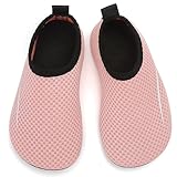 Badeschuhe Kinder Jungen Mädchen Wasserschuhe Schwimmschuhe Leicht Strandschuhe Aquaschuhe Surfschuhe Water Shoes für Schwimmbad Beach Pool Surfen Wasserpark (Pink Einfache Linie,26 EU)