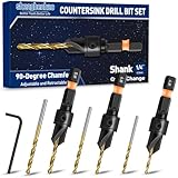 shengbenhao Senkbohrer Holz, 7 tlg Senker Bohrer Set für Holzbearbeitung, #4, #6, #8, Spiralbohrer Magnetischer Verlängerter Bithalter mit Aufbewahrungsbox