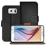 betterfon | Buch Tasche Hülle Etui Book Case Cover Schutz Hülle Handy Tasche für Samsung Galaxy S6 Edge + Schwarz
