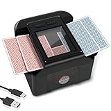 Bibykivn Automatischer Kartenmischer mit 2000mAh Wiederaufladbarem Akku, One-Press Auto & Manueller Modus Geräuscharmer Spielkarten-Shuffle für Kartenspiele, Texas Hold'em, Poker, Blackjack (Schwarz)