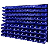 Wandregal Stapelboxen - 1152 x 780 mm - 114 tlg. Boxen Lagersystem Werkzeuglochwand Schüttenregal (Blau)