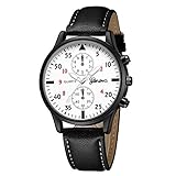 Business Quarz Analog Mode Handgelenk Legierung Leder Uhr Uhren Herren Herren Uhr Sport Stoppuhr Timer, Schwarz , Einheitsgröße