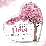 Oma Geschenk, Geschenke für Oma zu Weihnachten, Geburtstagsgeschenk für Oma, Einzigartige Herzförmige Acryl Heimdekoration, Beste Oma Geschenk, Muttertag Geburtstags Geschenk für Oma