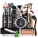 Bartroller,Bartpflege Set Mit Bart Roller Bartwuchsmittel Männer Comozon Bartroller Beard Growth Kit Mit Bartshampoo Bartöl Bartbalsam Rasiermesser Bartbürste Bartkamm Bartschere