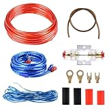 Endstufe Kabel Set, Verstärker Kabelsatz 10GA Kfz, Anschluss-Set Auto Verstärker Kabel Set, Subwoofer Kabel Set Endstufe Kabel, Car Audio Wire, 1500W 4,5 Meter Installations Car Verstärker Kabelset