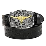 FackLOxc Vintage Westerngürtel Cowboygürtel Für Männer Western Mit Großer Schnalle Ledergürtel Gürtelschnalle Gürtel Jeansgürtel