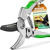 GRÜNTEK Amboss Gartenschere TUKANE 195 mm, Schere mit Metall-Amboss, Klinge aus japanischem SK5 Stahl, Antihaftbeschichtet, Baumschere Amboß mit ergonomischen Soft-Touch-Griffen