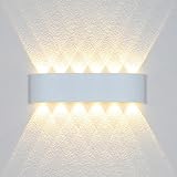 Haobosic LED-Wandleuchte für den Außenbereich, wasserdicht IP65 – Wandbeleuchtung aus Aluminium, 2 W/4 W/6 W/8 W/12 W, für Garten, Treppe, Wohnzimmer, Schlafzimmer, 12 W, Weiß/Cool White (5500 – 7000