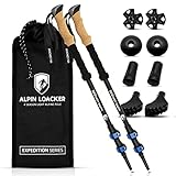 ALPIN LOACKER Teleskop Wanderstöcke Aluminium mit Korkgriff I Leichte Nordic Walking Stöcke Damen und Herren für Skifahren und Wandern I Trekkingstöcke für Bergsport, blau