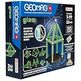 Geomag, Glow Recycled, Magnetische Konstruktionen mit Leuchteffekt, Magnetstäbe, die im Dunkeln Leuchten, 25-teilige Packung, 100% Recycling-Kunststoff