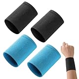 4 Stücke Schweißband Handgelenk, Sport Wristbands Absorbierende Schweißbänder, Bequemer und Kühler Stoff, Schnelle Absorption, für Laufen, Fußball und Basketball(Blau und schwarz)