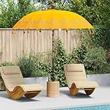 Tidyard Balinesischer Sonnenschirm Gelb, Zusammenklappbares Design mit UV-Schutz 210-220x260 cm, Handgefertigte Baumwolle und Holz-Konstruktion für Garten, Terrasse42006461