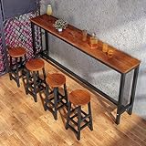 Bartisch-Und Stuhlset Industrieller Bartisch Bartisch in Massivholzhöhe Schmaler Bartisch Schmaler Langer Stehtisch Tresen für Fastfood-Restaurants Cafés Bars Leicht zu Reinigen und Platzsparend