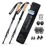 NORDMUT® Wanderstöcke Teleskop Carbon | Nordic Walking Stöcke Damen und Herren | Ultraleichte Trekkingstöcke [mit Gummipuffer Set] verstellbar mit Echt Kork Griff