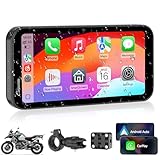 Carpuride W603 Motorrad-Carplay-Bildschirm, Kabelloses CarPlay und Android Auto für Moto, Fernbedienung, 6,3-Zoll-wasserdichter Touchscreen, BT Audio, GPS-Navigation, Siri, G00gle-Assistent