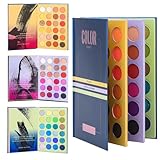 72 Farben Buch Lidschatten Palette, Gepresster Matter Schimmer Liedschatenpalete Hochpigmentiert Eyeshadow Palette, Langlebige Wasserfeste Rote Blaue Farben Lidschatten Make Up Palette