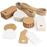 Geschenkanhänger Kraftpapier,200 STK Geschenkanhänger Etiketten Kraftpapier Natural Craft Card mit 30 Meter Jute Schnur für Handmade,Hochzeit Geschenk Weihnachten