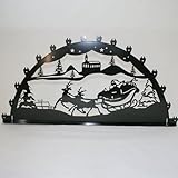 Außenschwibbogen Schwibbogen Lichterbogen 16 flammig/Metall - Motiv: Weihnachtsmann - Farbe: schwarz (1,2 Meter)