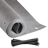 COVER IT Balkon Sichtschutz Ohne Bohren Balkonsichtschutz GRAU mit Ösen 90 x 700 cm Sichtschutz Balkon Ohne Bohren - Sichtschutz für Balkon Terrasse - Sichtschutz Balkongeländer